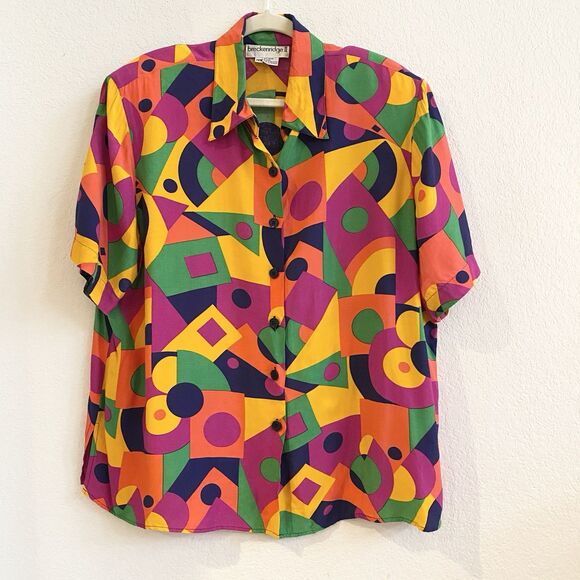 Breckenridge Women's Short‎ Sleeve Button Down Red Multicolor Shirt Size 20W VTG - Picture 7 of 10